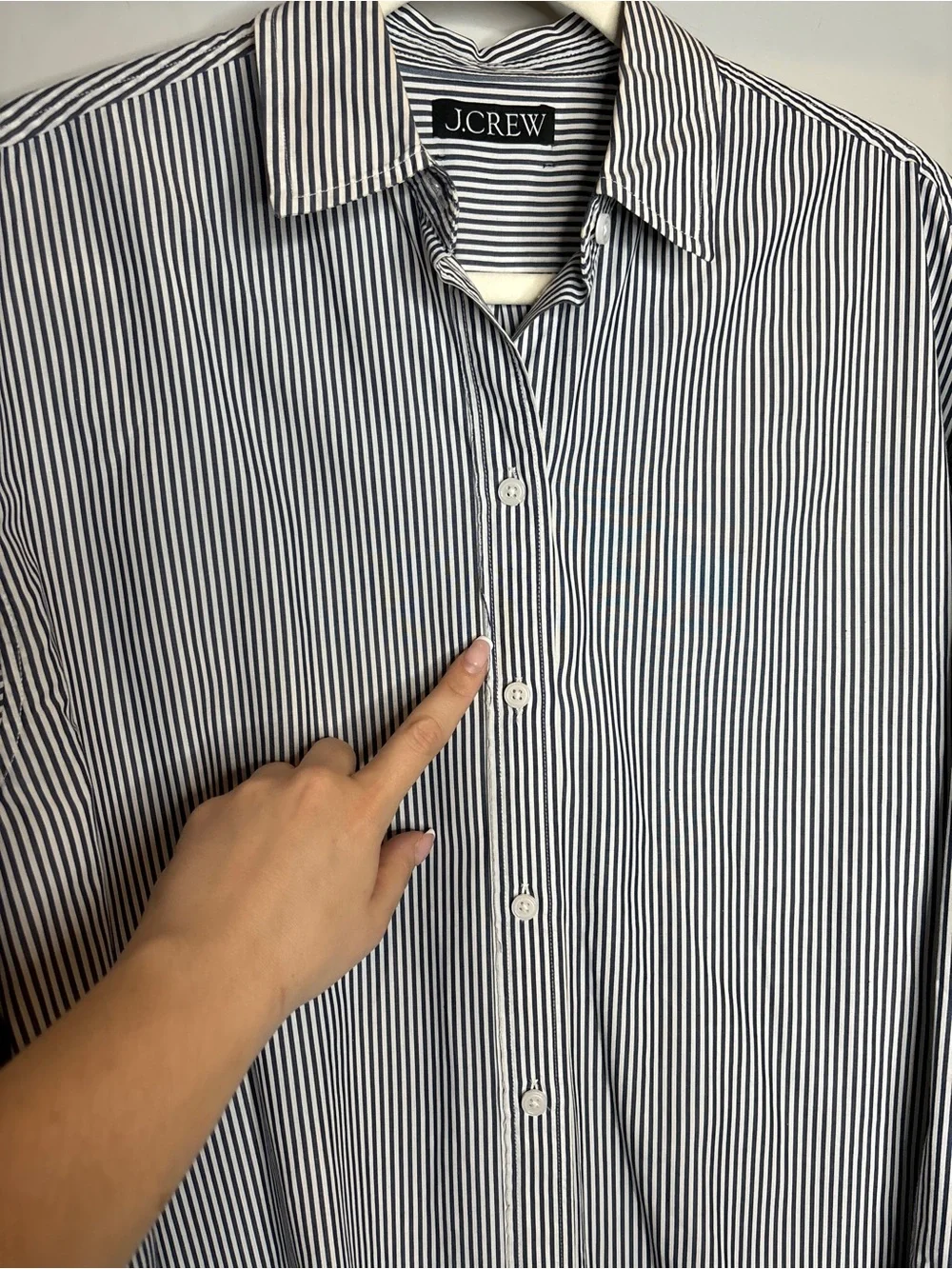 J.Crew Relaxed-Fit Crisp Cotton Poplin Shirt M Navy Stripe